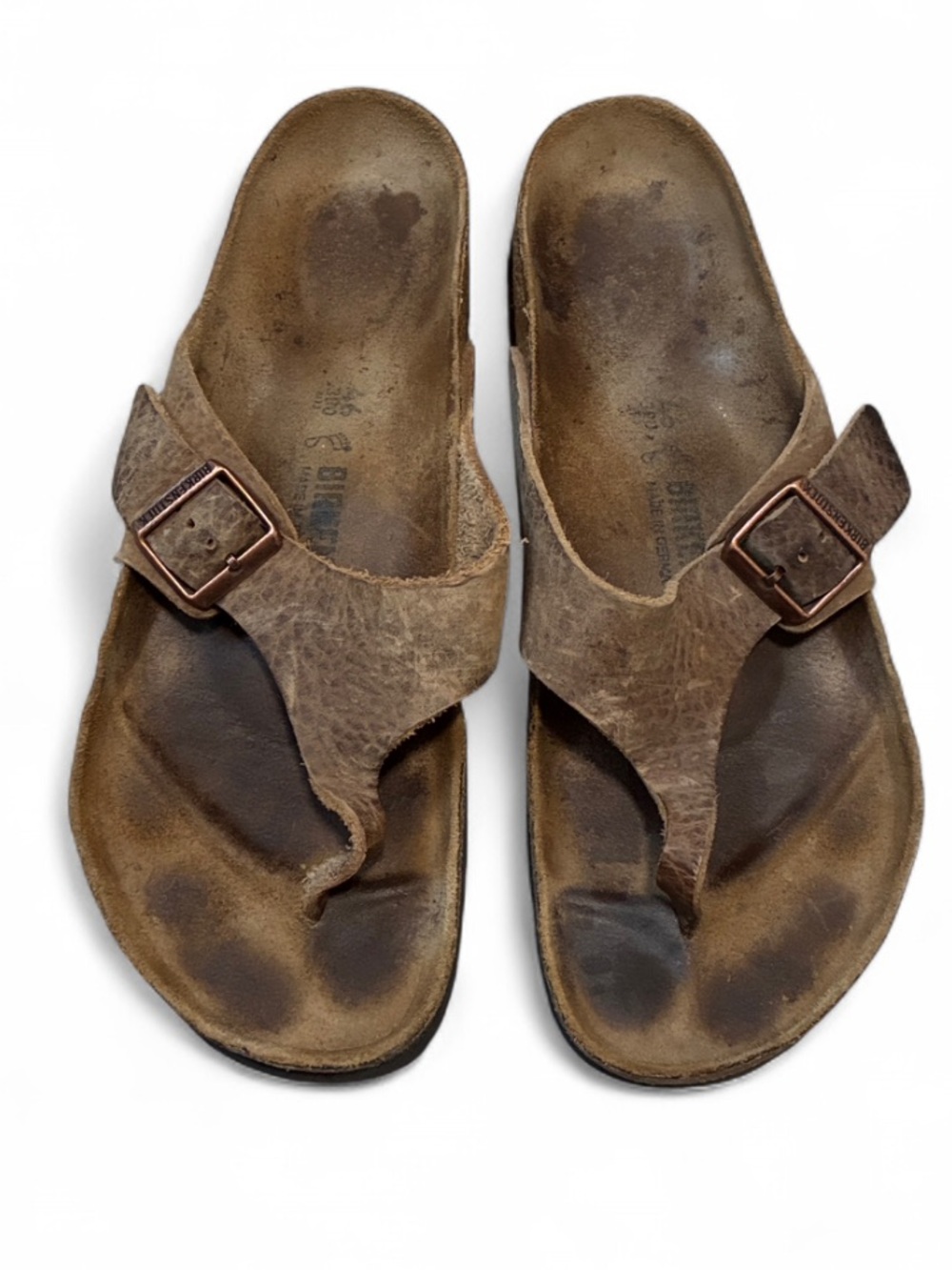 Birkenstock Brown Suede Thong Sandals with Buckle